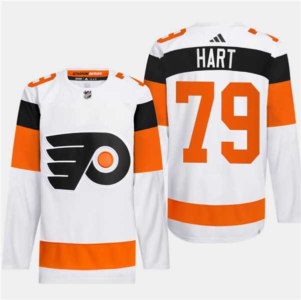Men's Philadelphia Flyers #79 Carter Hart White 2024 Stadium Series Stitched Jersey Dzhi